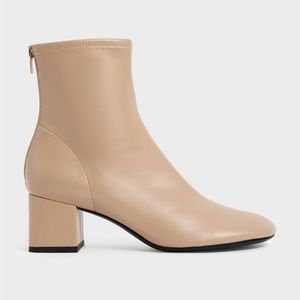 Charles & Keith tan sock boots